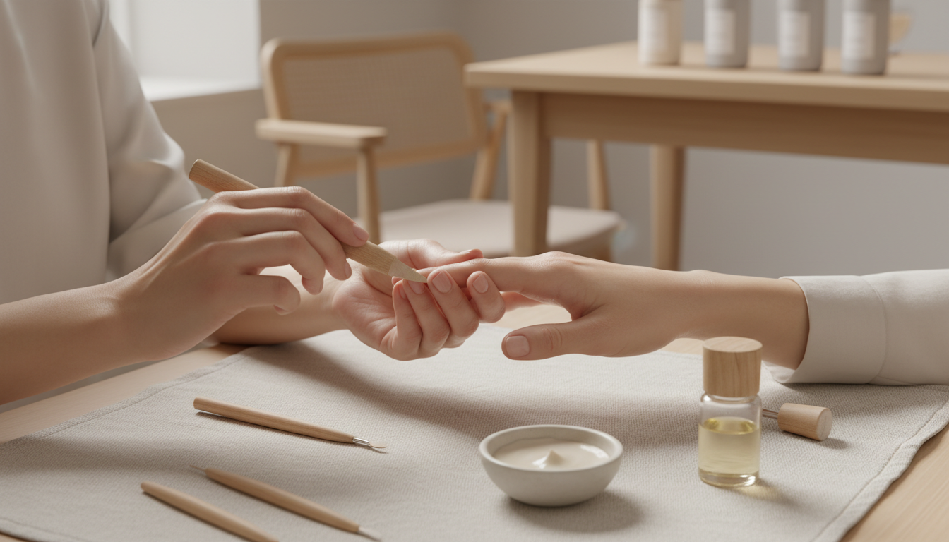Soin de manucure precis dans un salon moderne
