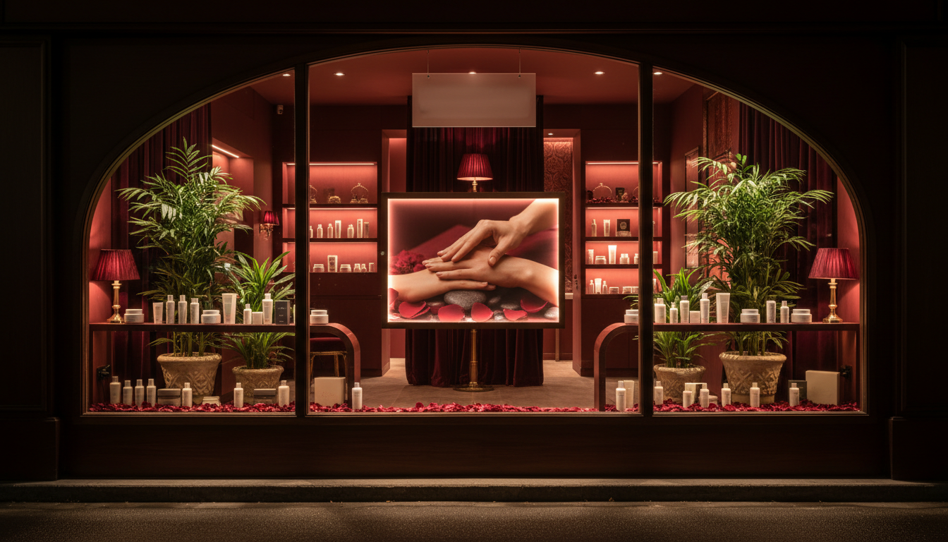 Vitrine élégante d un institut de beauté