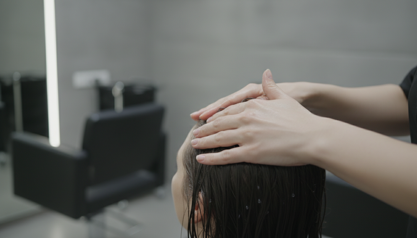 Geste technique précis de massage lors d un soin en salon