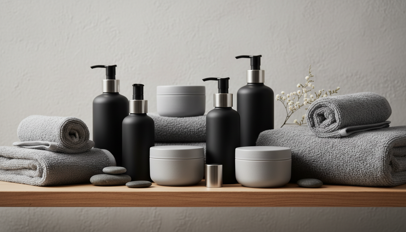 Produits de beaute et serviettes dans un spa