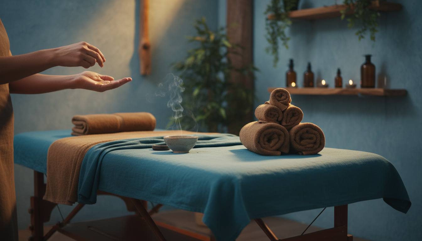 Cabine de massage preparee pour un soin bien-etre